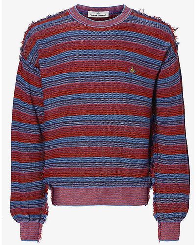Vivienne Westwood Broken Stitch Striped Wool-blend Jumper - Purple