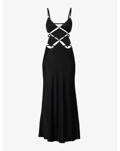 Bec & Bridge Diamond Days V-neck Satin Maxi Dress - Black