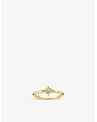 Thomas Sabo Star 18ct Yellow Gold-plated Sterling-silver And Zirconia Ring - White