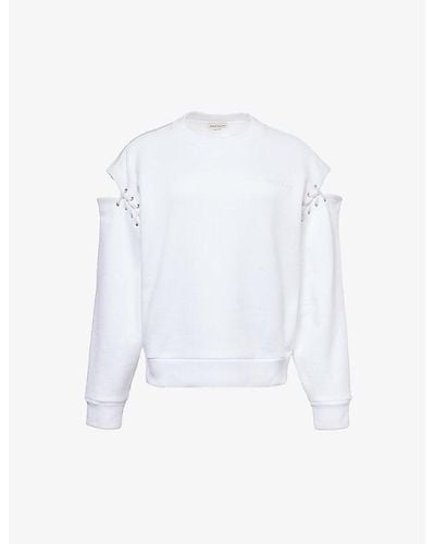 Alexander McQueen Cut-out Cotton-jersey Sweatshirt - White