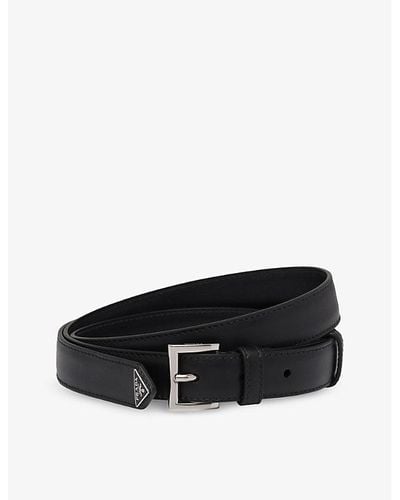 Prada Logo-embellished Leather Belt - Black