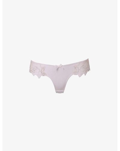 Agent Provocateur Lindie Mid-rise Embroidered Floral Mesh Brief - Purple