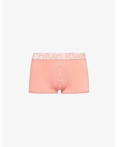 Calvin Klein Branded-waistband Low-rise Stretch-jersey Trunk - Pink