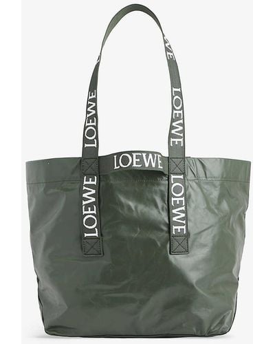 Loewe Fold Twin-handle Leather Tote Bag - Green