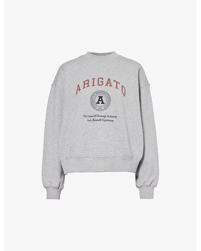 Axel Arigato University Logo-print Organic-cotton Sweatshirt - Grey