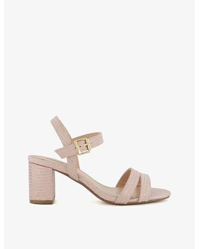 Dune Merisa Wide-fit Block-heel Woven Sandals - White