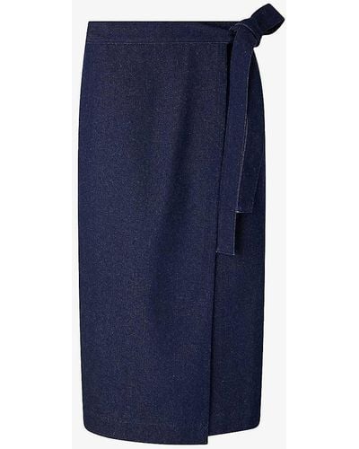 Soeur Aline Wrap-tie Cotton Maxi Skirt - Blue