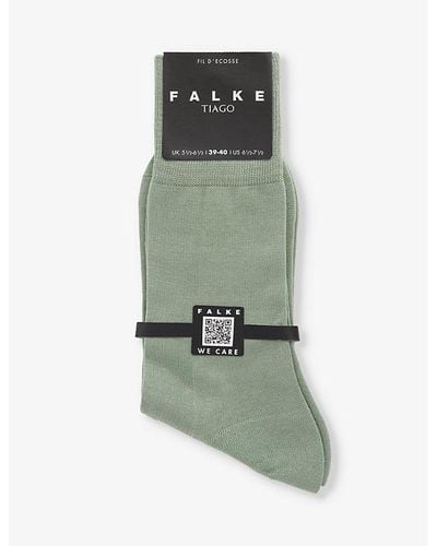 FALKE Tiago Logo-print Ankle-rise Stretch-organic-cotton Blend Socks - Green