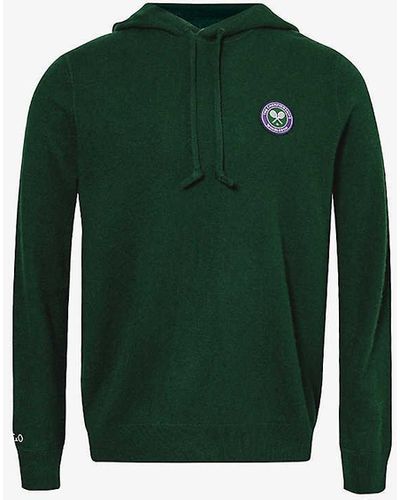 Polo Ralph Lauren X Wimbledon Brand-patch Cashmere Knitted Hoody - Green