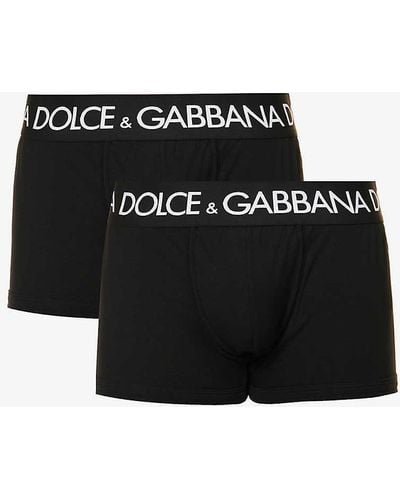 Dolce & Gabbana Pack Of Two Logo-waistband Low-rise Stretch-cotton Boxers X - Black
