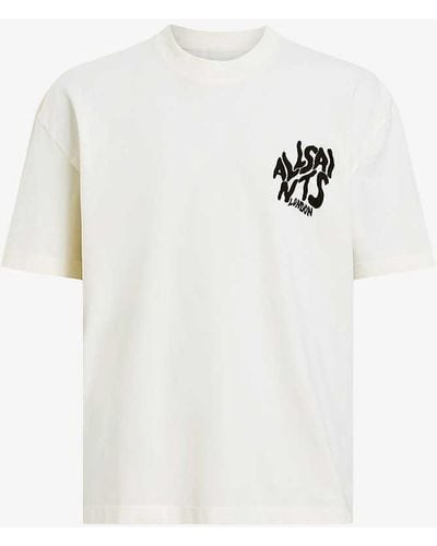 AllSaints Orlando Logo-print Relaxed-fit Organic-cotton T-shirt - White