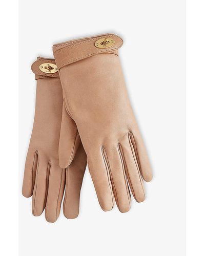 Mulberry Darley Postman's Lock Leather Gloves - White