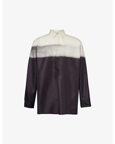 Maison Margiela Gradient-design Relaxed-fit Silk Shirt - Blue