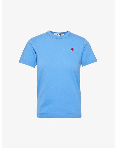 COMME DES GARÇONS PLAY Logo-embroidered Cotton-jersey T-shirt - Blue