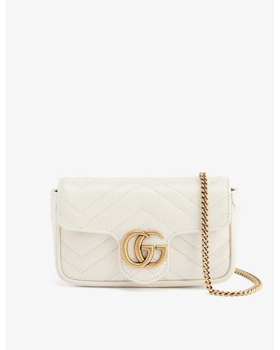 Gucci Marmont Mini Leather Cross-body Bag - White