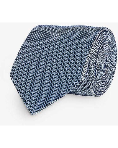 Lanvin Square Monogram-print Silk Tie - Blue
