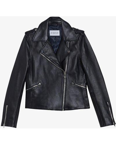 Claudie Pierlot Classic Biker-collar Leather Jacket - Multicolour