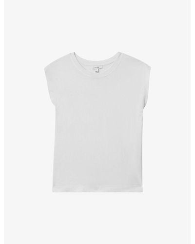 Reiss Morgan Capped-sleeve Cotton T-shirt - White