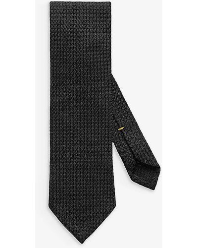 Eton Textured Woven Silk Tie - Black