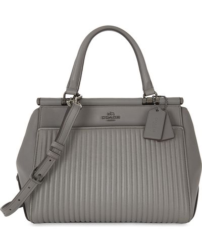 COACH Grace Quilted Leather Satchel Bag - Grey