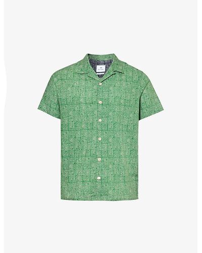 PS by Paul Smith Abstract-pattern Regular-fit Cotton Shirt Xx - Green