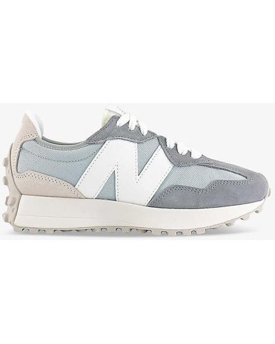 New Balance 327 Logo-embroidered Suede And Woven Low-top Trainers - Multicolour