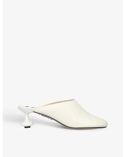 Loewe Toy Sculpted-heel Leather Heeled Mules - Natural