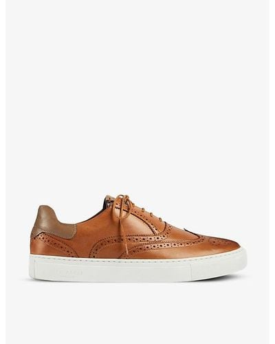 Ted Baker Dennton Brogue-embellished Leather Sneakers - Brown