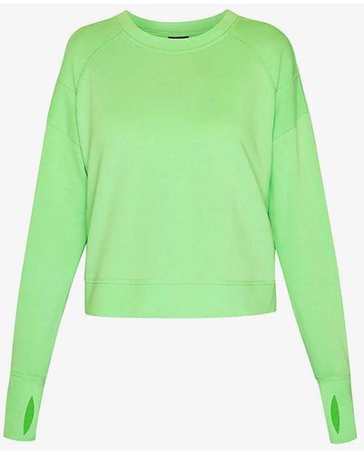 Sweaty Betty After Class Cropped Organic-cotton And Modal-blend Sweatshirt X - Green
