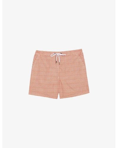 Ted Baker Popov Geometric-print Recycled-polyester Swim Shorts - Pink
