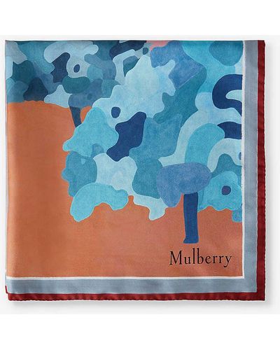 Mulberry Somerset Graphic-print Silk Scarf - Blue
