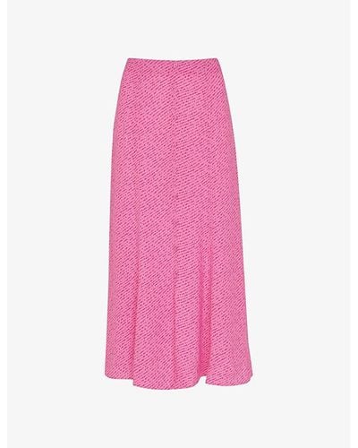 Whistles Diagonal-fleck Button-down Woven Midi Skirt - Pink