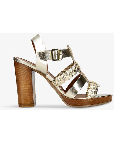 Carvela Kurt Geiger Krill Woven-strap Heeled Leather Sandals - White