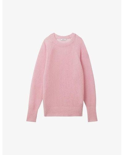 Reiss Mae Oversized Knitted Jumper - Pink
