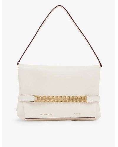Victoria Beckham Chain-embellished Leather Shoulder Bag - White