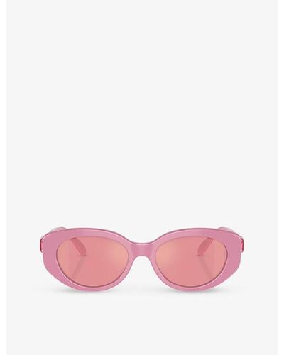 Swarovski Sk6002 Oval-frame Gem-embellished Acetate Sunglasses - Pink