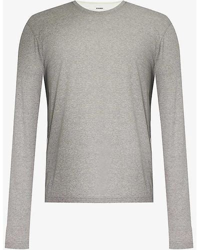Jil Sander Logo-embroidered Crewneck Cotton-jersey Tops Set Of Three - Grey