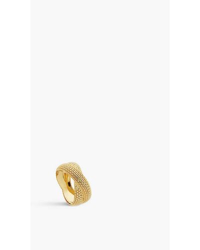 Monica Vinader Chain Cross 18ct Yellow-gold Vermeil Sterling-silver Ring - White