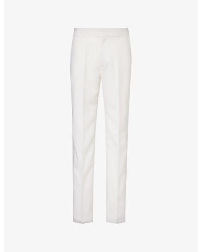 Givenchy Slip-pocket Satin-trim Straight-leg Regular-fit Wool-blend Pants - White
