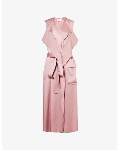 Victoria Beckham Trench V-neck Woven Midi Dress - Pink