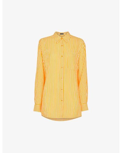 Whistles Sunshine Stripe Linen And Cotton-blend Shirt - Yellow