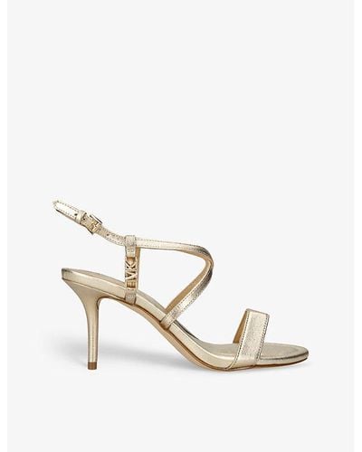 MICHAEL Michael Kors Veronica -toned Leather Heeled Sandals - White
