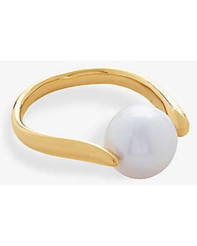 Monica Vinader Nura 18ct -plated Vermeil Recycled Sterling-silver And Fresh-water Pearl Ring - Multicolour