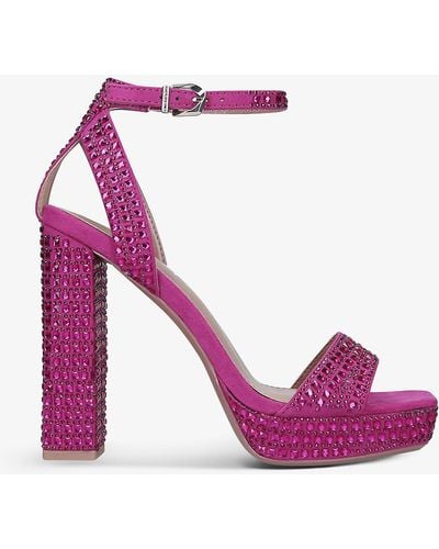 Carvela Kurt Geiger Kianni Embellished Platform Textile Heels - Pink