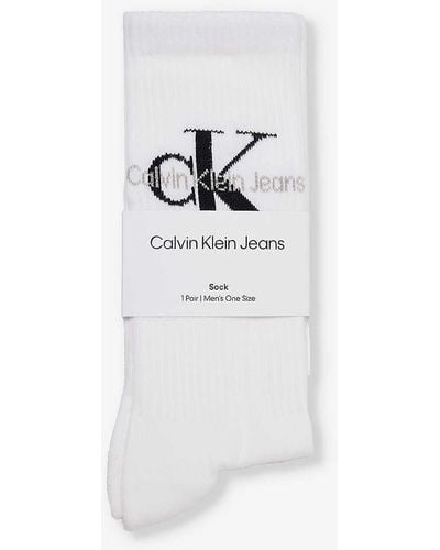 Calvin Klein Classic Ribbed Cotton-blend Knitted Socks - White