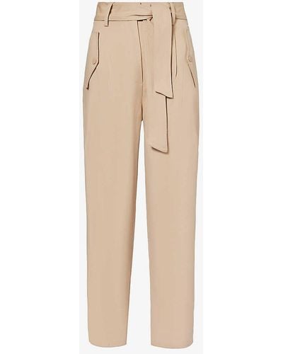 Weekend by Maxmara Occhio Straight-leg High-rise Stretch-cotton Trousers - Natural