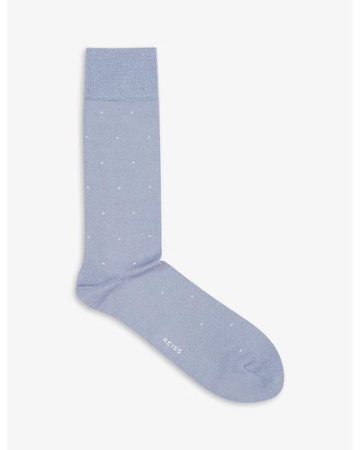 Reiss Mario Spot-print Cotton Socks - Blue