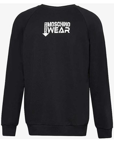 Moschino Brand-embroidered Cotton-jersey Sweatshirt X - Blue