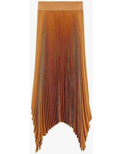 JOSEPH Ade High-rise Pleated Woven Midi Skirt - Brown