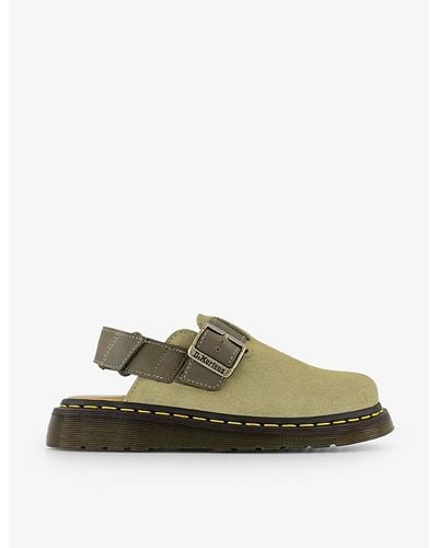 Dr. Martens Jorge Ii Suede And Leather Mules - Green
